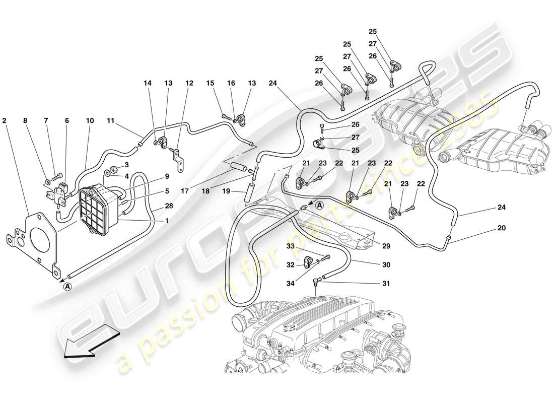 ferrari 612 scaglietti (usa) bypass valve control system parts diagram