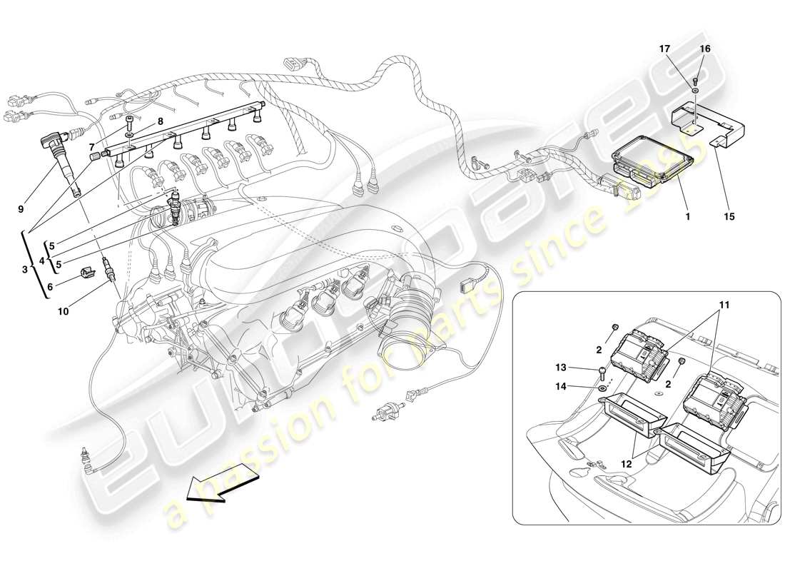 ferrari 599 sa aperta (rhd) injection - ignition system part diagram