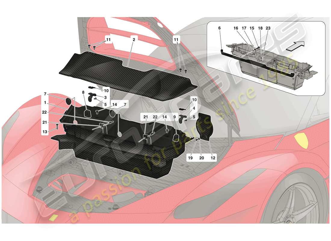 ferrari laferrari (europe) luggage compartment mats parts diagram