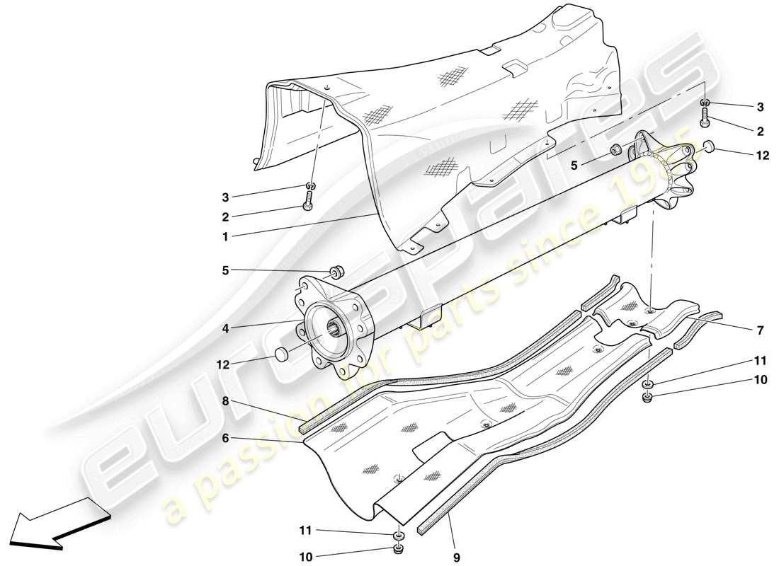 ferrari 599 gtb fiorano (usa) engine/gearbox connector pipe and insulation part diagram