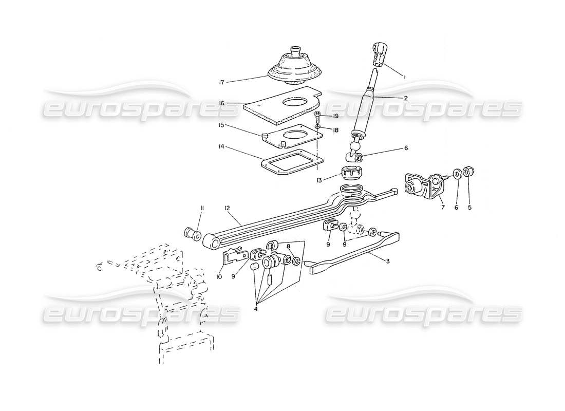 maserati ghibli 2.8 (non abs) gearbox-external controls parts diagram