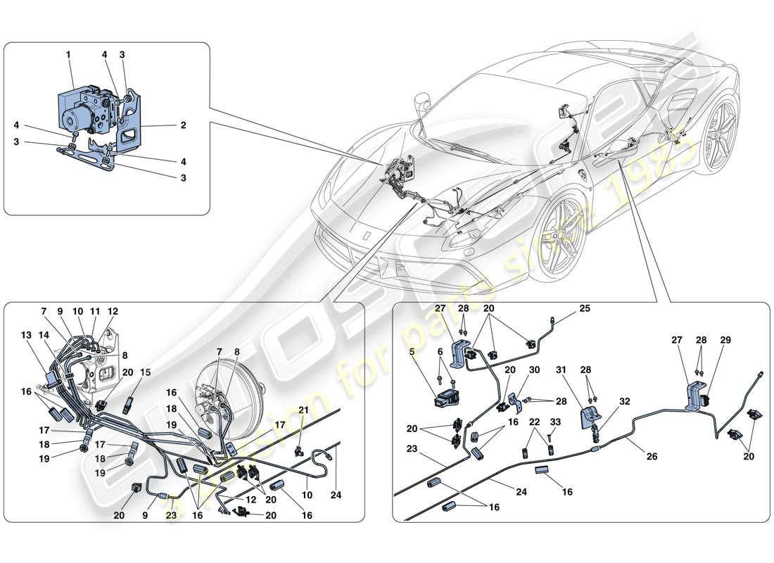 ferrari 488 gtb (europe) brake system parts diagram