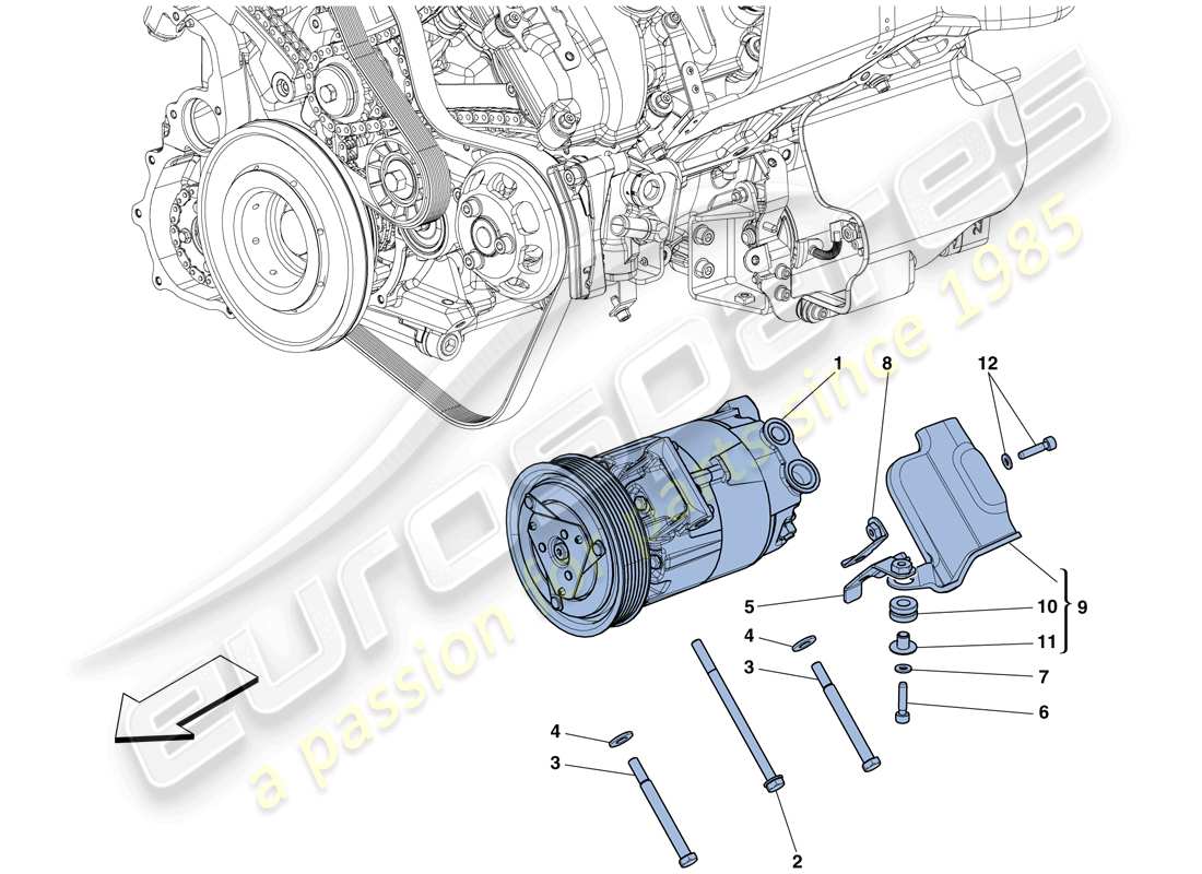 ferrari 458 speciale aperta (rhd) ac system compressor parts diagram