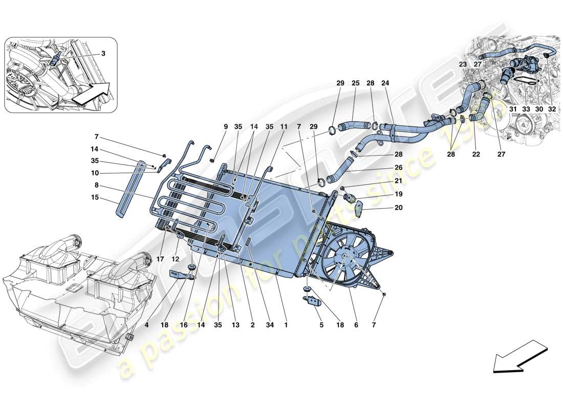 ferrari gtc4 lusso t (usa) cooling - radiators and air ducts part diagram