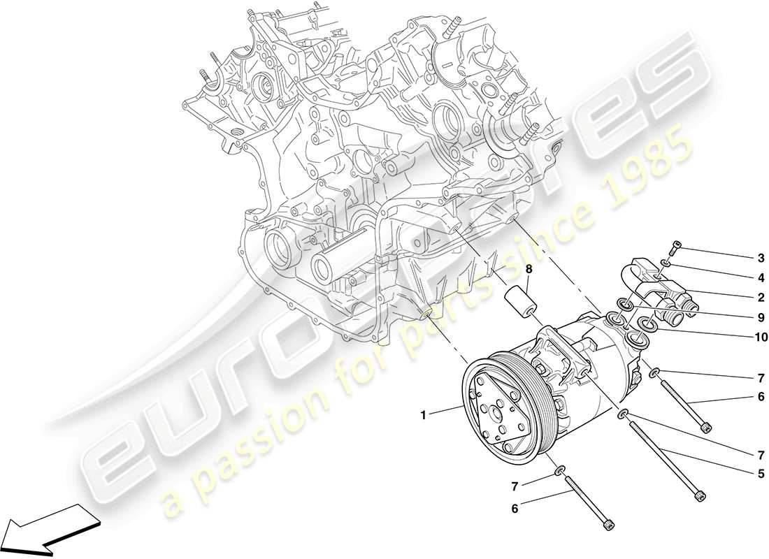 ferrari f430 coupe (usa) ac system compressor part diagram