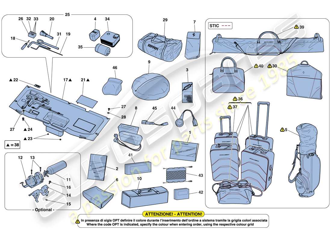 ferrari gtc4 lusso t (usa) tools and accessories provided with vehicle part diagram