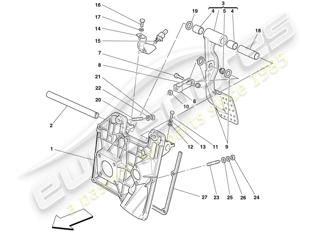 ferrari f430 scuderia (usa) pedal board parts diagram