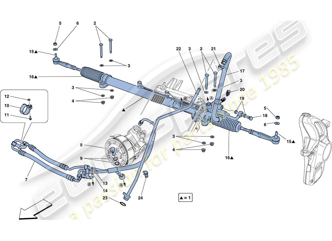 ferrari ff (europe) hydraulic power steering box part diagram