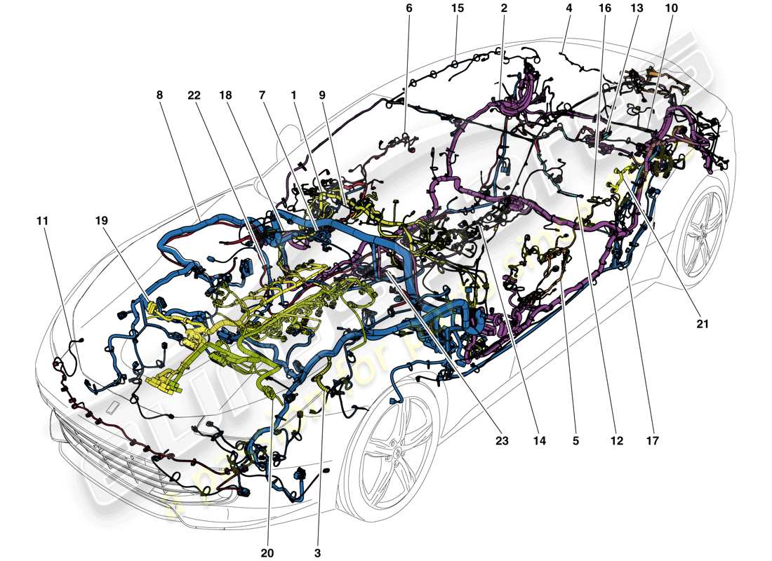 ferrari gtc4 lusso (usa) main wiring harnesses parts diagram