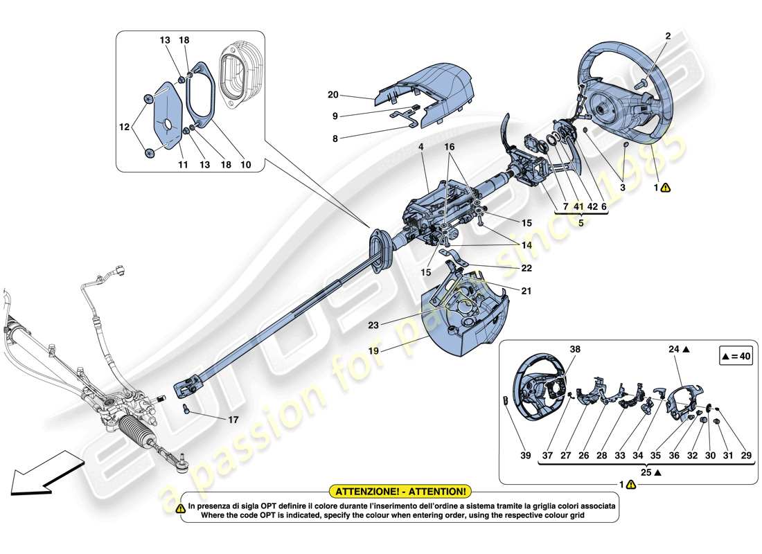 ferrari gtc4 lusso t (rhd) steering control parts diagram