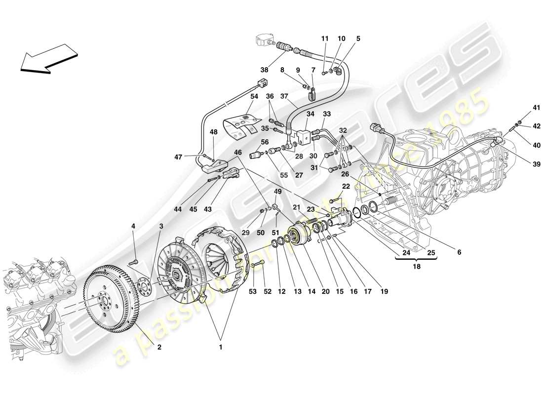 ferrari f430 spider (europe) clutch and controls part diagram