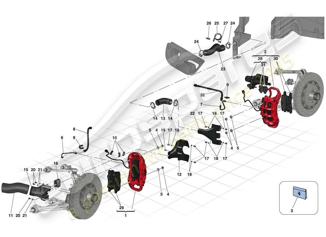 ferrari laferrari (usa) front and rear brake calipers parts diagram