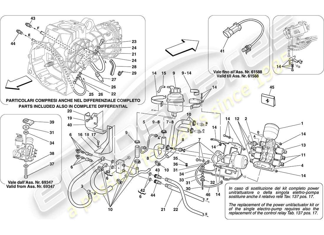 ferrari f430 coupe (rhd) power unit and tank parts diagram