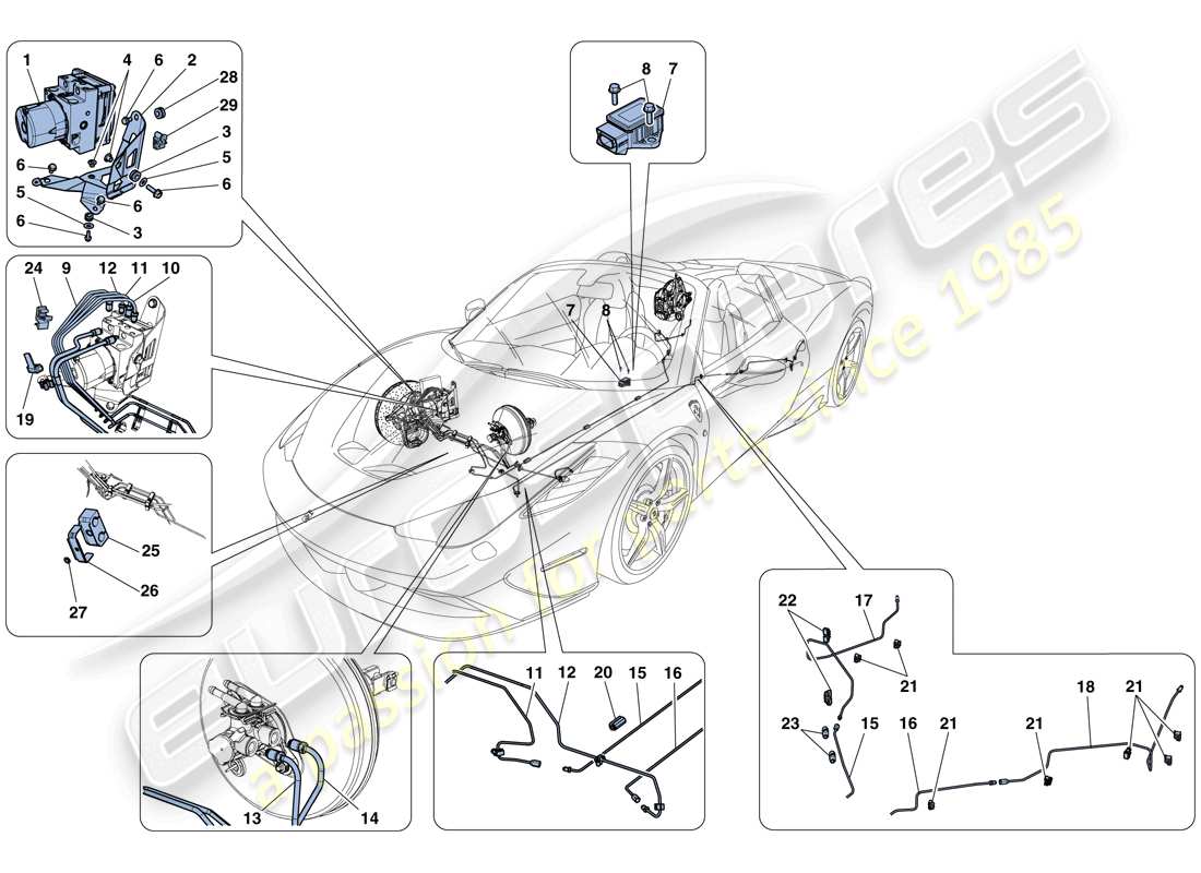 ferrari 458 speciale aperta (usa) brake system part diagram