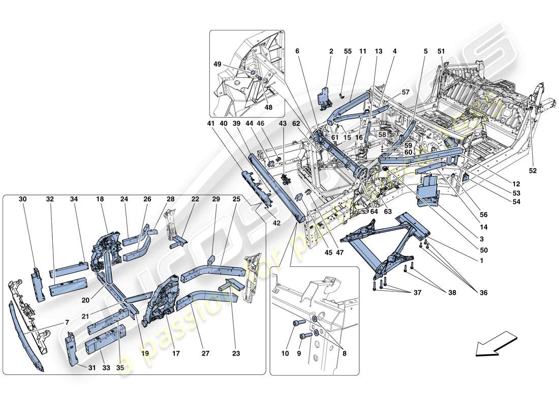 ferrari f12 tdf (europe) structures and elements, front of vehicle part diagram