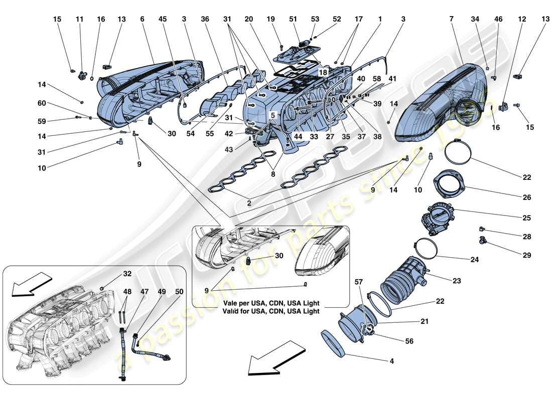 ferrari f12 tdf (rhd) intake manifold parts diagram
