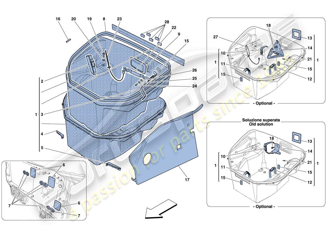 ferrari 458 spider (europe) front compartment trim part diagram