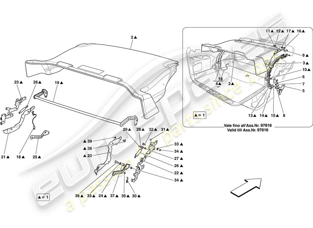 ferrari california (usa) luggage compartment mats parts diagram