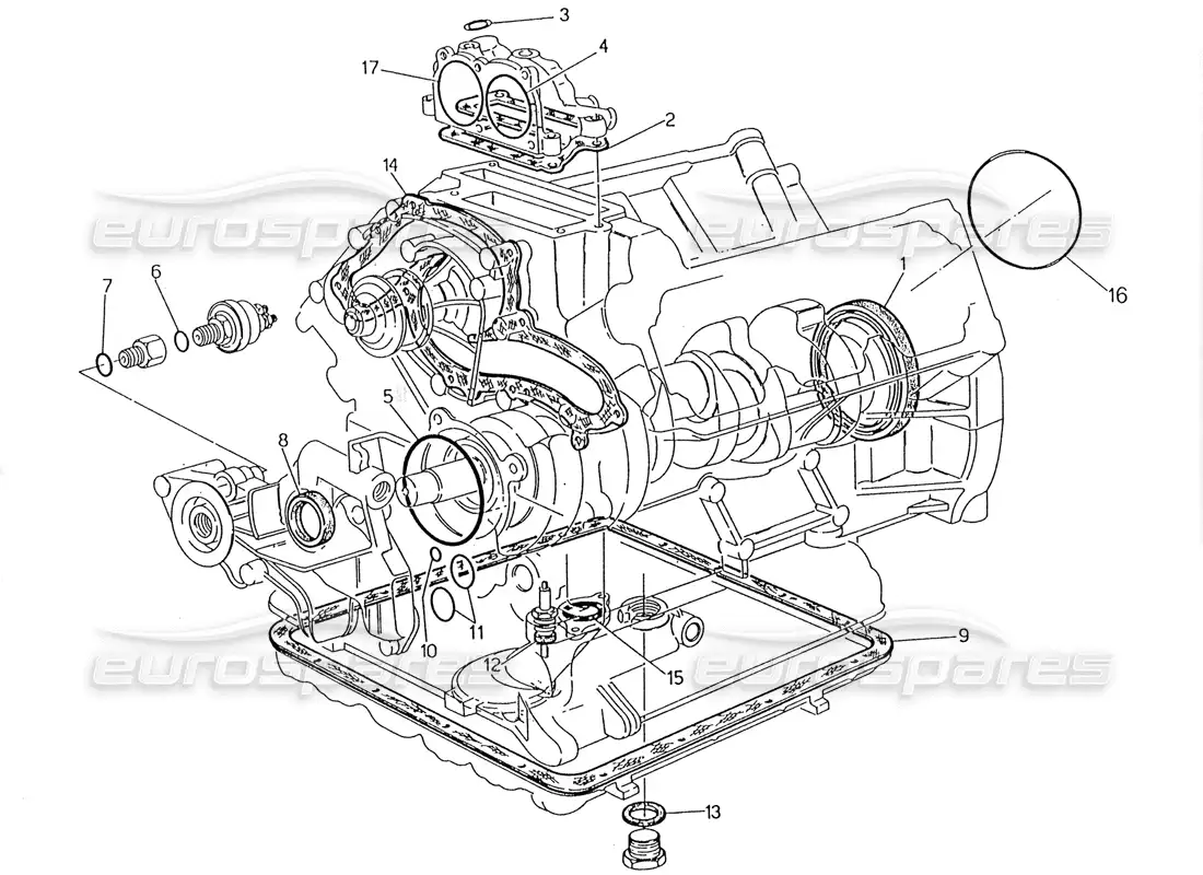 maserati 228 gasket and oil seals for block overhaul parts diagram