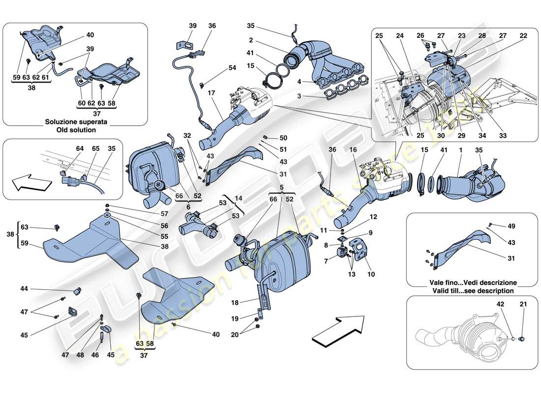 ferrari 458 spider (europe) exhaust system parts diagram
