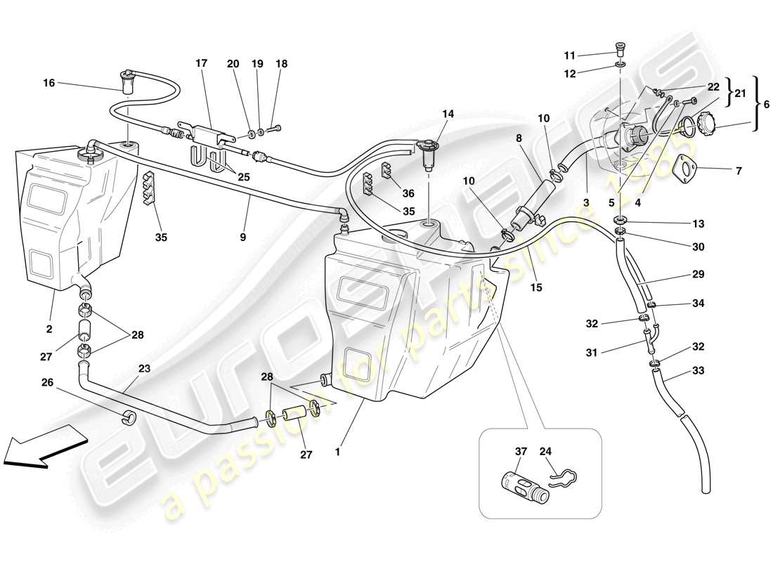 ferrari f430 scuderia spider 16m (europe) fuel tanks and filler neck part diagram