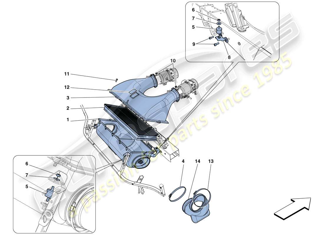 ferrari 458 speciale aperta (rhd) air intake parts diagram