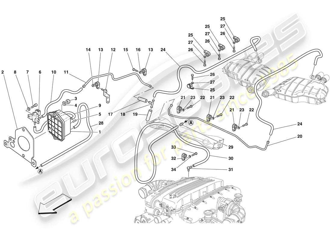 ferrari 612 scaglietti (rhd) bypass valve control system part diagram