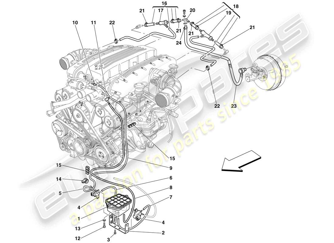 ferrari 612 scaglietti (europe) pneumatic actuator system parts diagram