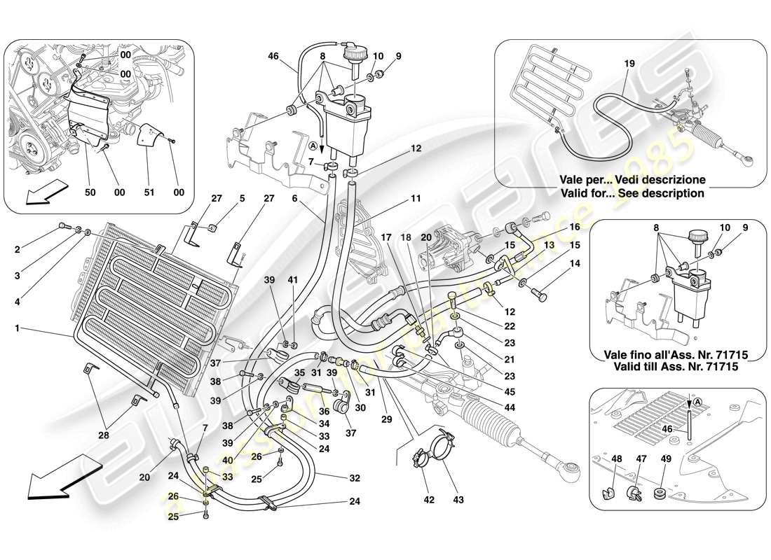 ferrari 612 scaglietti (europe) hydraulic fluid reservoir for power steering system and coil part diagram