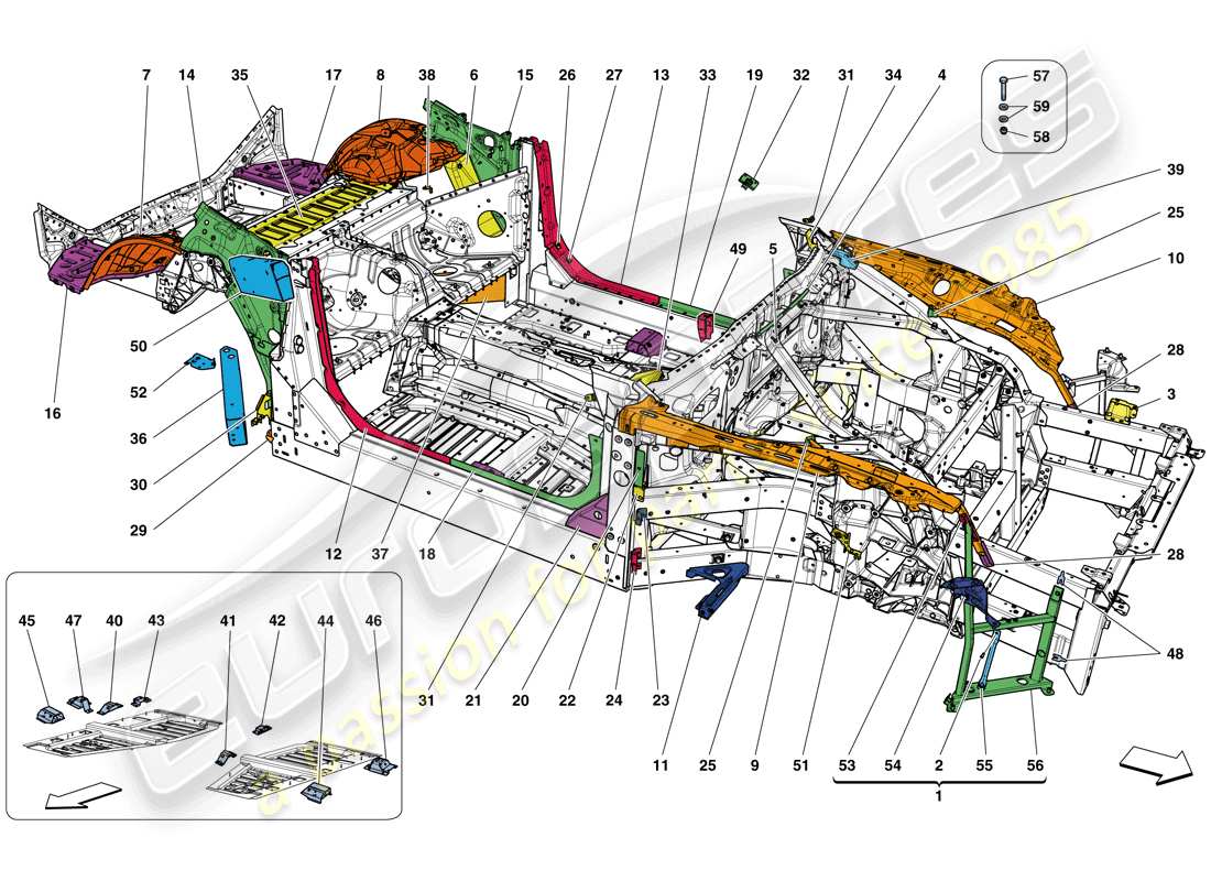 ferrari california t (rhd) chassis completion parts diagram