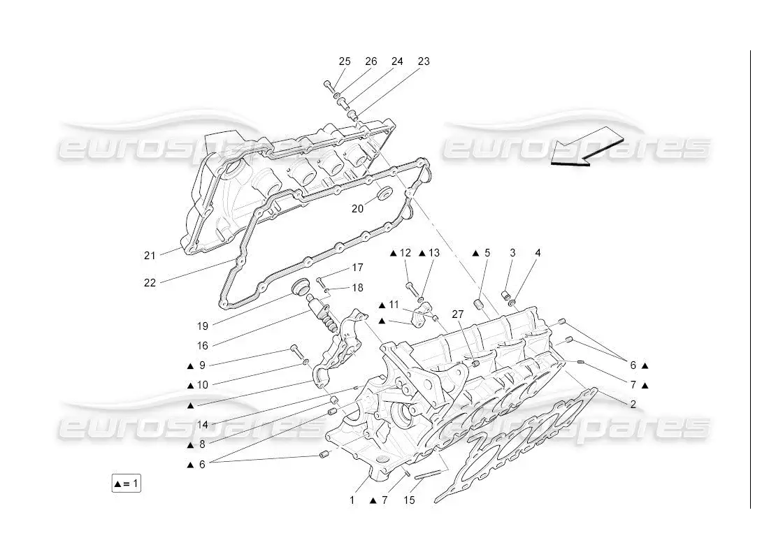 maserati qtp. (2007) 4.2 auto rh cylinder head parts diagram