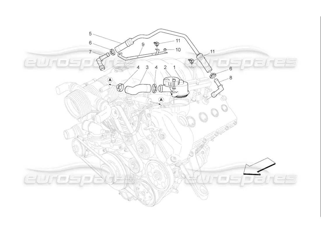 maserati qtp. (2008) 4.2 auto oil vapour recirculation system parts diagram
