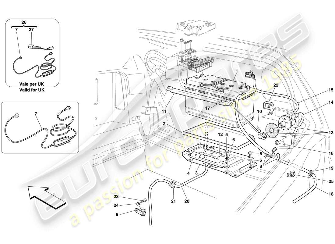 ferrari 599 sa aperta (usa) battery part diagram