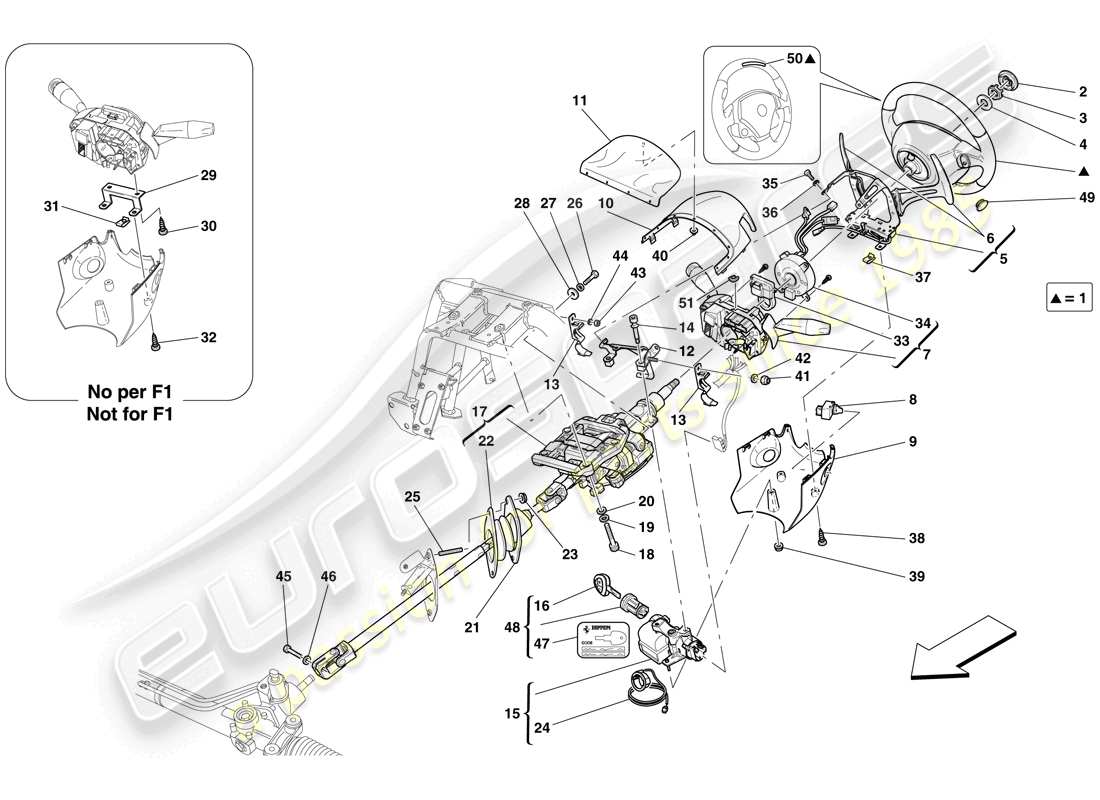 ferrari 599 gtb fiorano (rhd) steering control part diagram