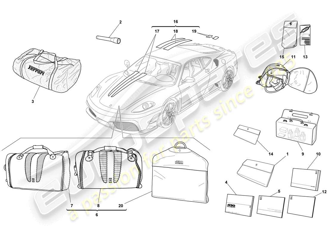 ferrari f430 scuderia spider 16m (rhd) documentation and accessories parts diagram