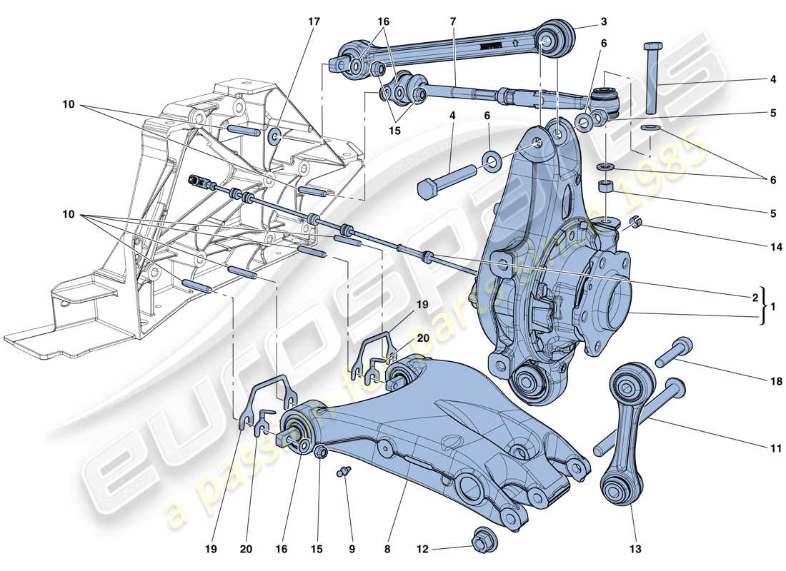 ferrari california t (rhd) rear suspension - arms parts diagram