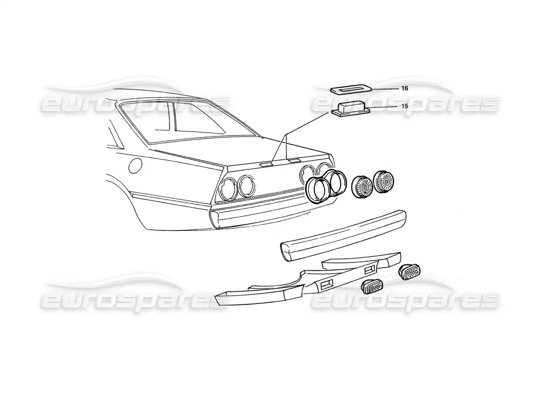 ferrari 412 (coachwork) rear lights parts diagram