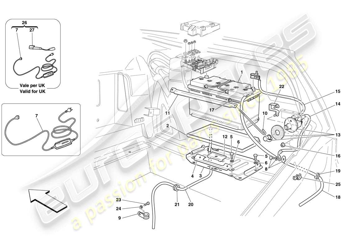 ferrari 599 sa aperta (europe) battery part diagram