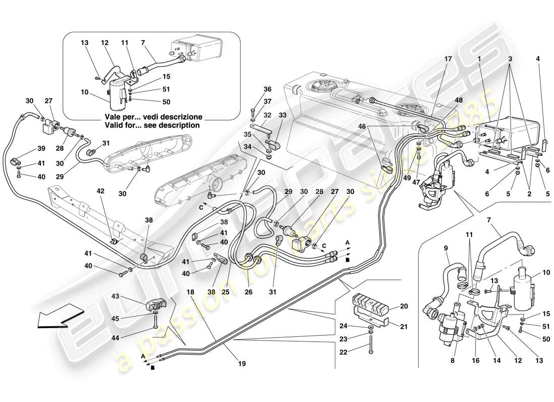 ferrari 612 scaglietti (rhd) evaporative emissions control system parts diagram