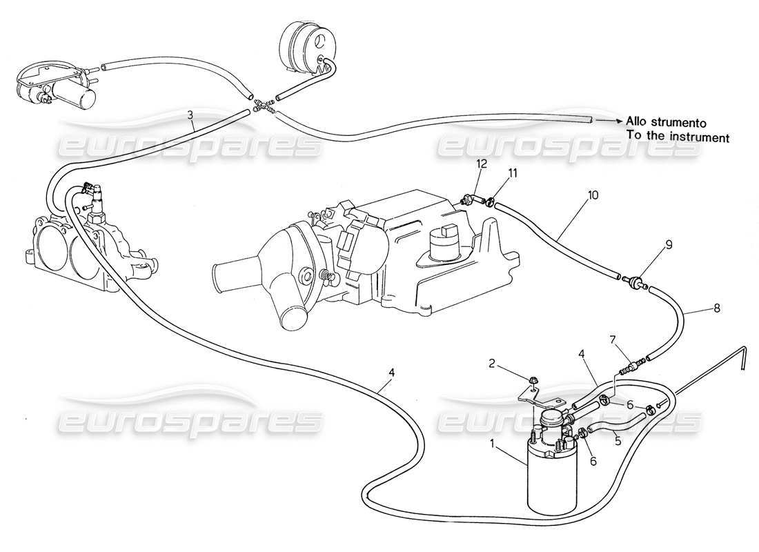 maserati biturbo spider evaporation system parts diagram