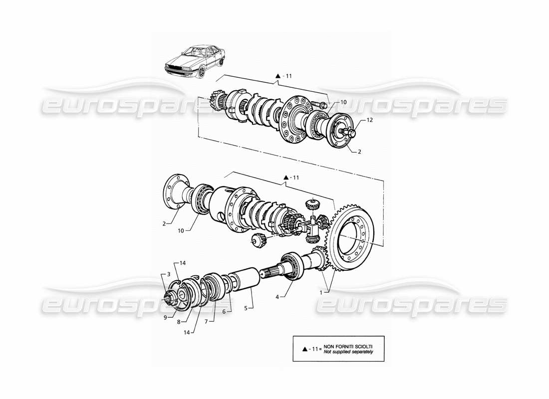 maserati qtp. 3.2 v8 (1999) differential internal parts parts diagram