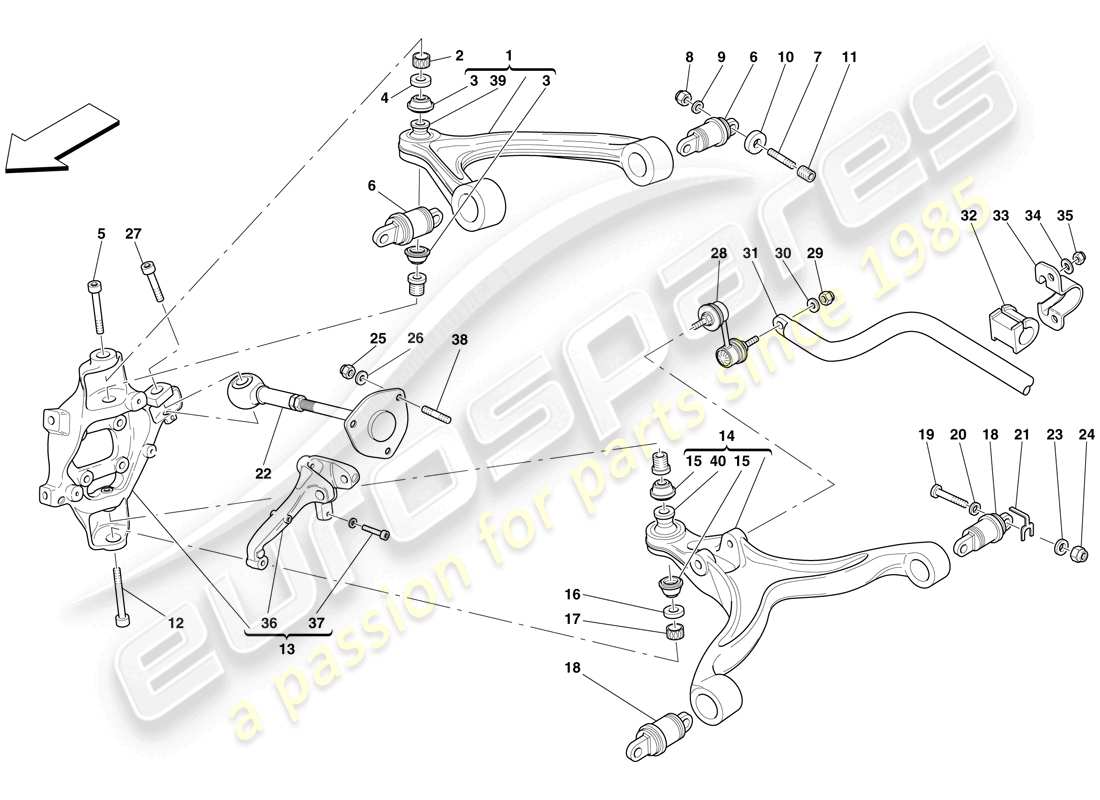 ferrari 599 sa aperta (usa) rear suspension - arms and stabiliser bar parts diagram