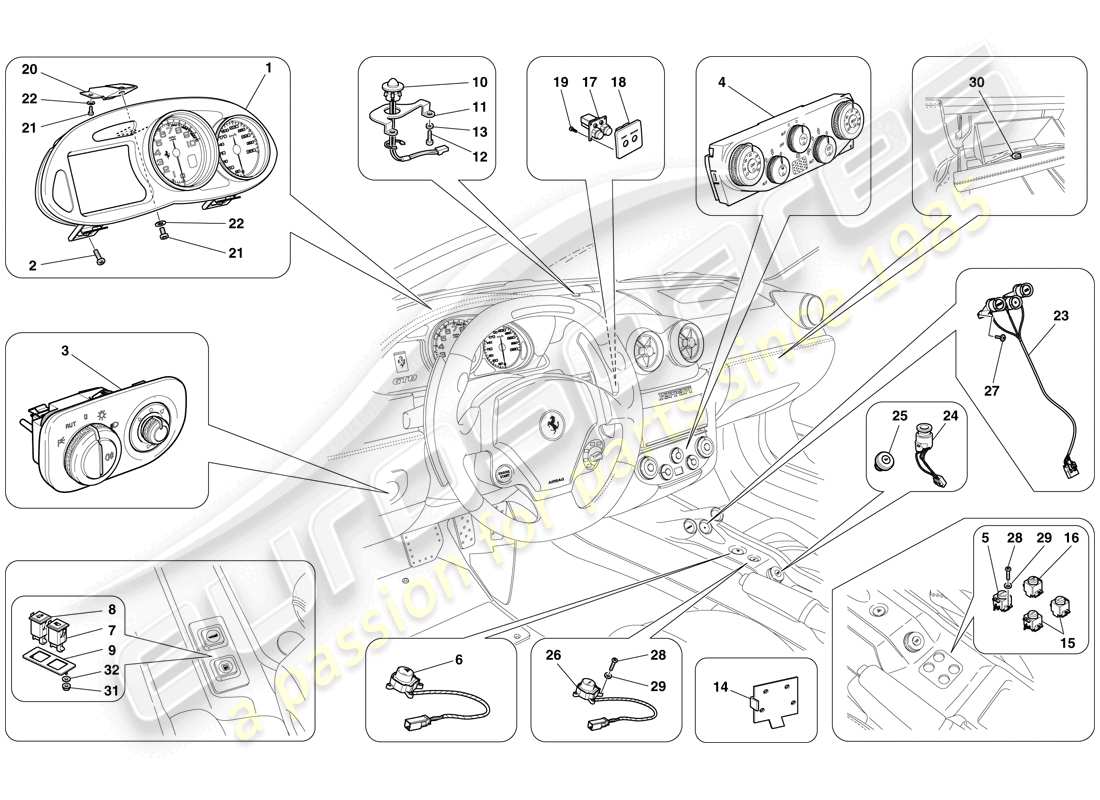 ferrari 599 gto (usa) instrumentation part diagram