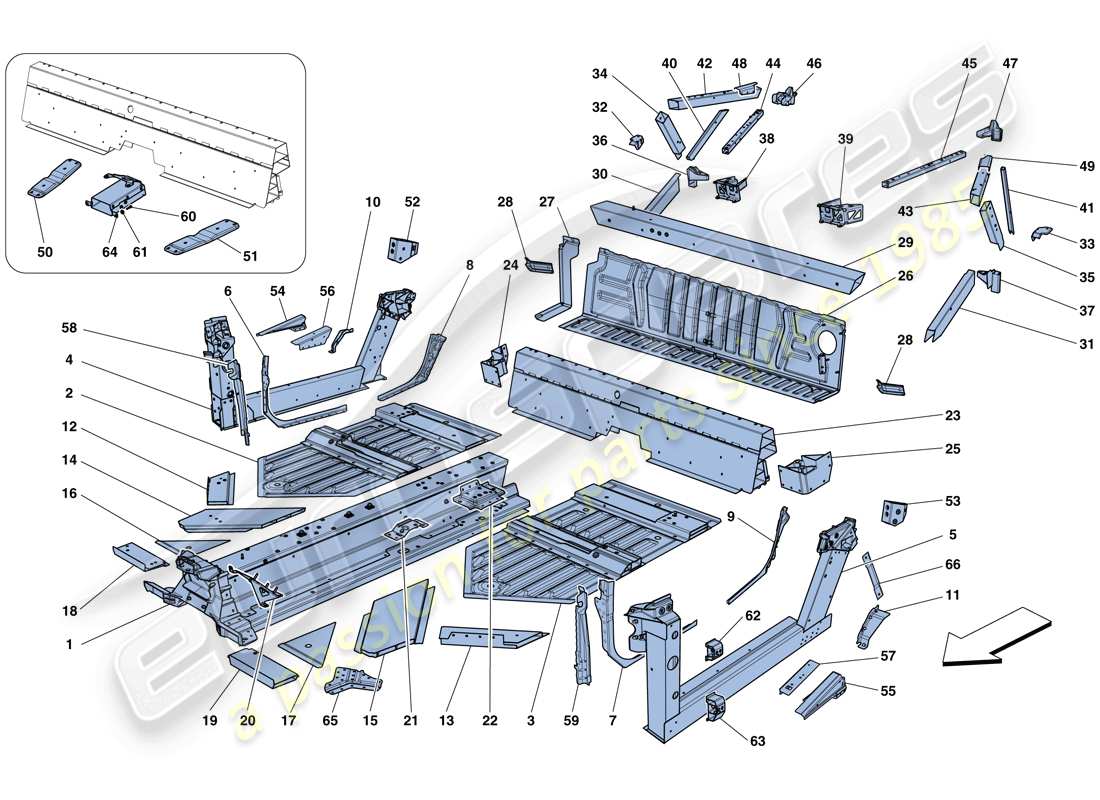 ferrari 458 speciale (europe) central elements and panels parts diagram