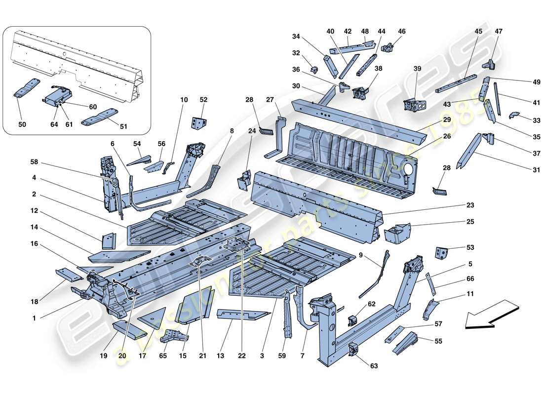 ferrari 458 speciale (europe) central elements and panels part diagram