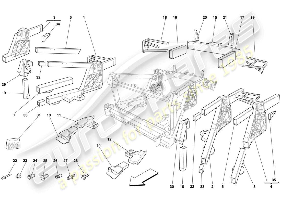 ferrari f430 spider (europe) chassis - rear element subassemblies part diagram