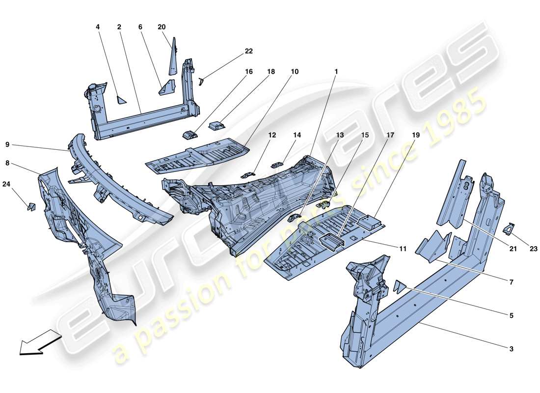ferrari f12 tdf (rhd) structures and elements, centre of vehicle parts diagram