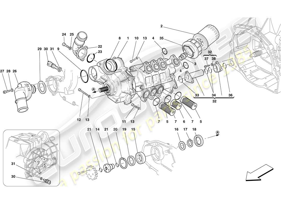 ferrari f430 coupe (europe) oil / water pump parts diagram