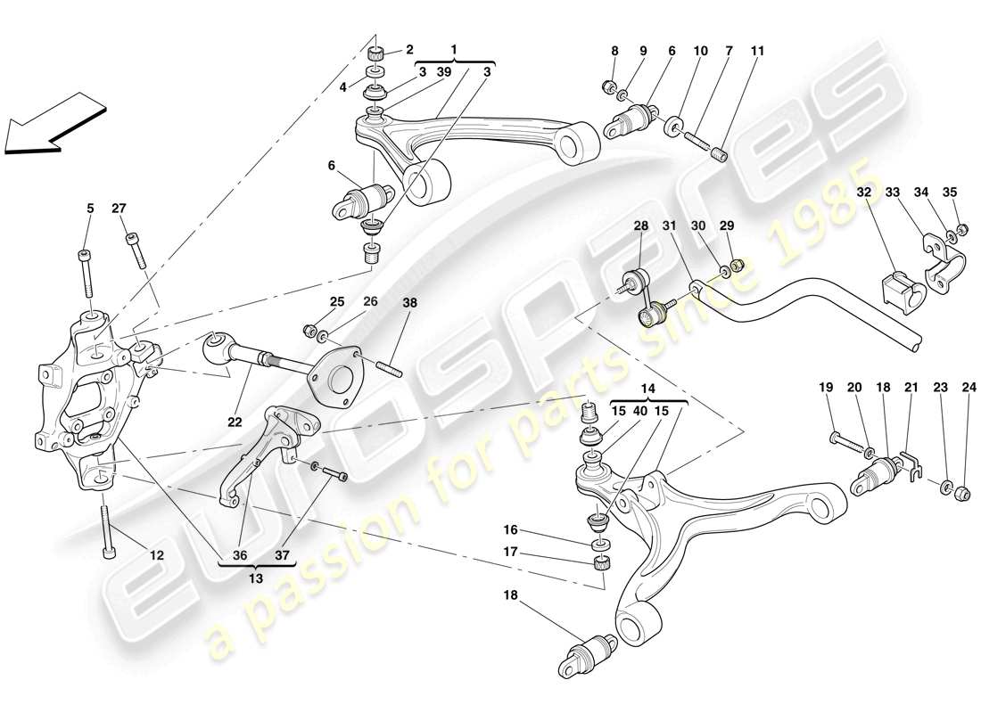 ferrari 599 sa aperta (europe) rear suspension - arms and stabiliser bar part diagram