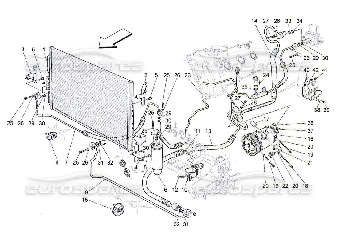 maserati qtp. (2010) 4.2 a c unit: engine compartment devices parts diagram